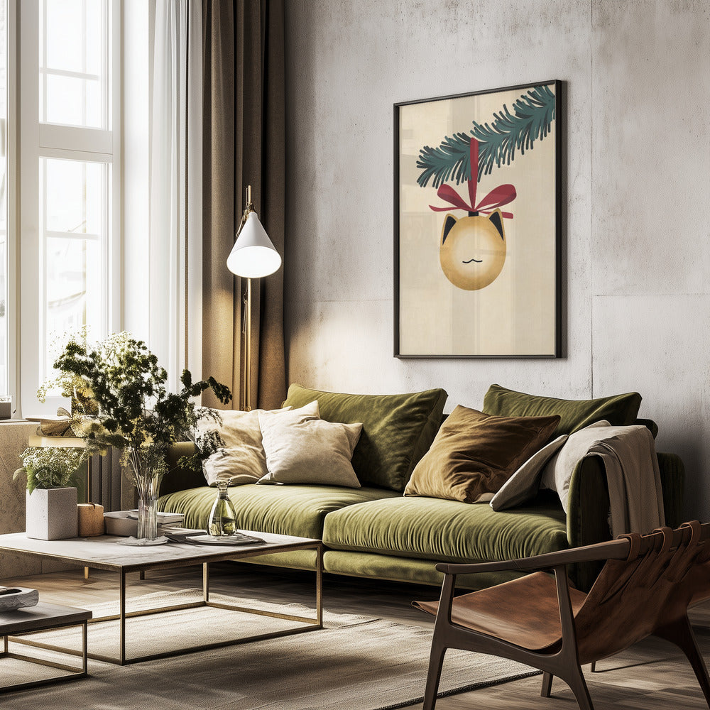 Meowry bauble godl/tan - Poster / Art Print - interiör