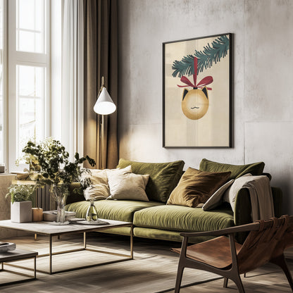 Meowry bauble godl/tan - Poster / Art Print - interiör