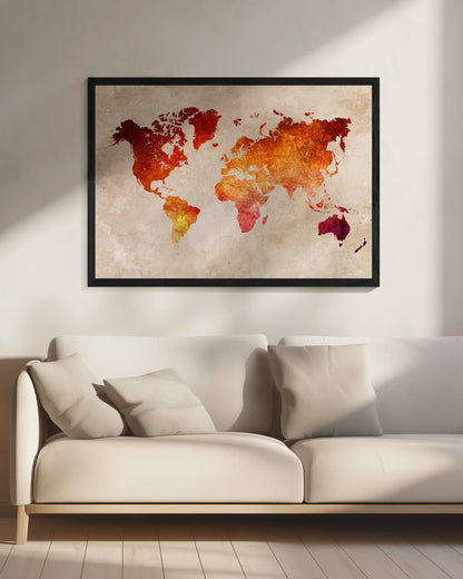 Världskarta 2 - Poster / Art Print - interiör