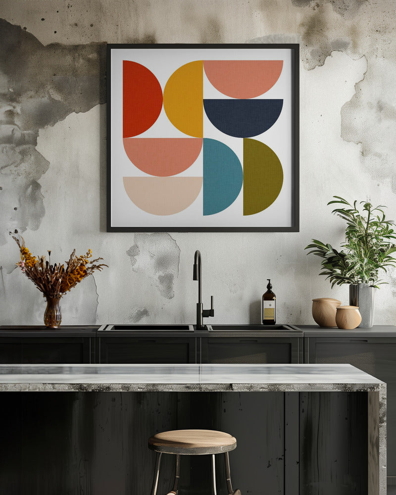 Mid Century Geometric Color Play 4 - Poster / Art Print - interiör