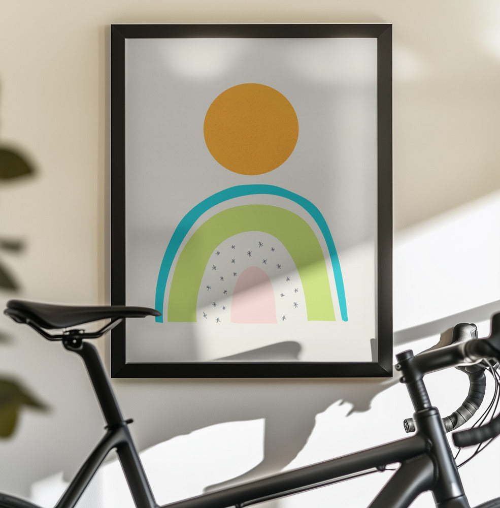Minimal Mountain and Sun - Poster / Art Print - interiör
