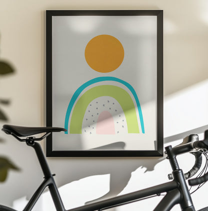 Minimal Mountain and Sun - Poster / Art Print - interiör