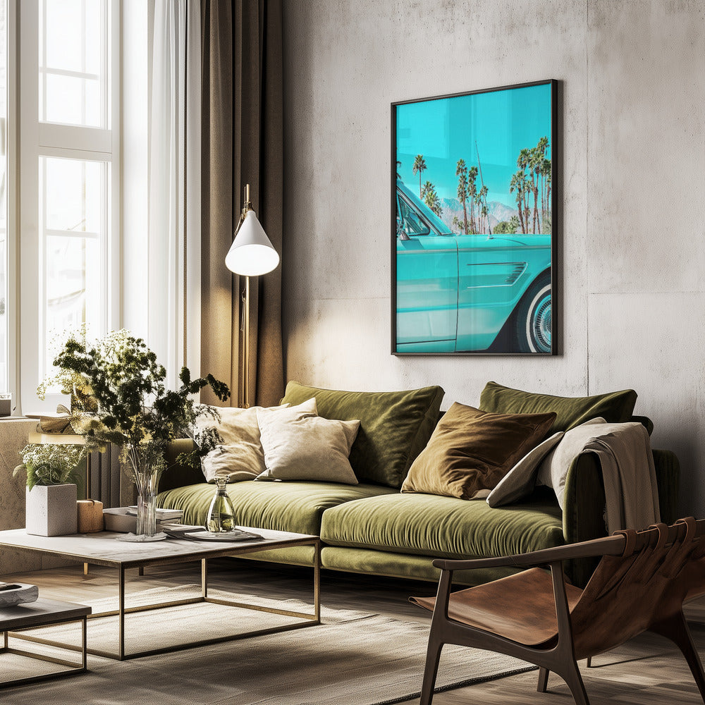 Teal Thunderbird in Palm Springs - Poster / Art Print - interiör