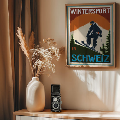 Winter Tourism: Vintage Wintersport In Schweiz - Poster / Art Print - interiör