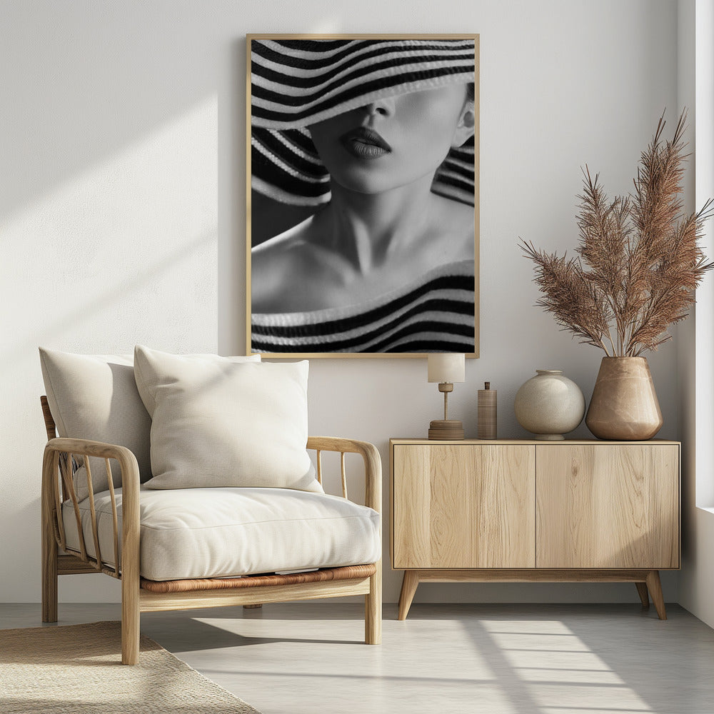 Lady in stripes - Poster / Art Print - interiör