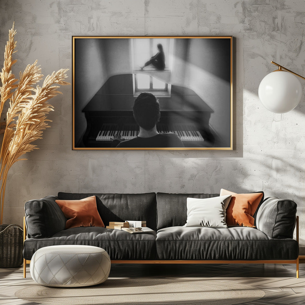 the pianist and his muse - Poster / Art Print - interiör