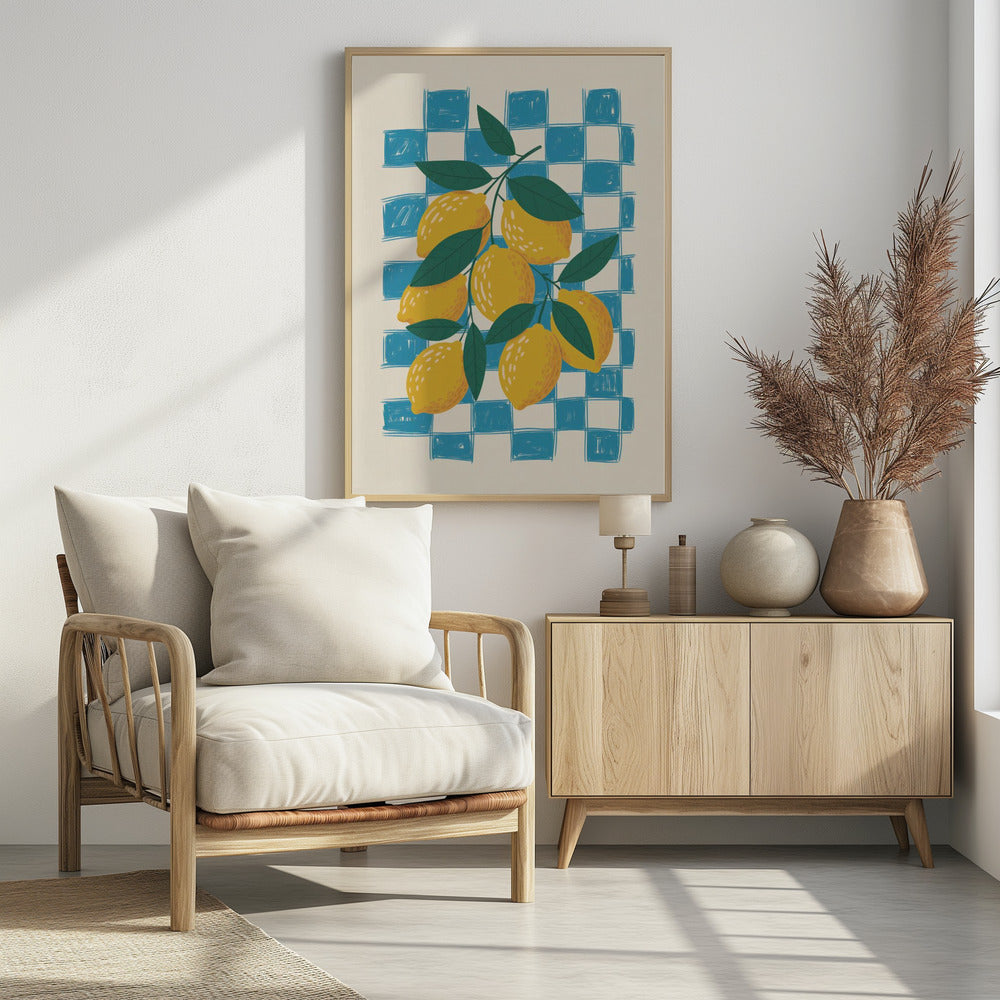 Lemon and Checks No 1 - Poster / Art Print - interiör