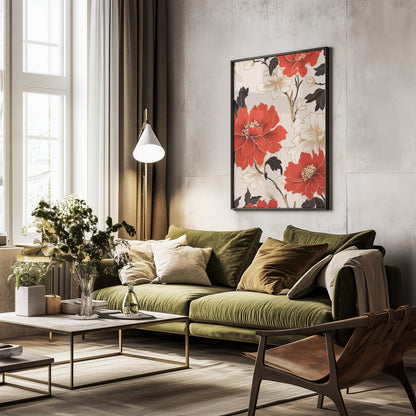 Red And White Flowers - Poster / Art Print - interiör