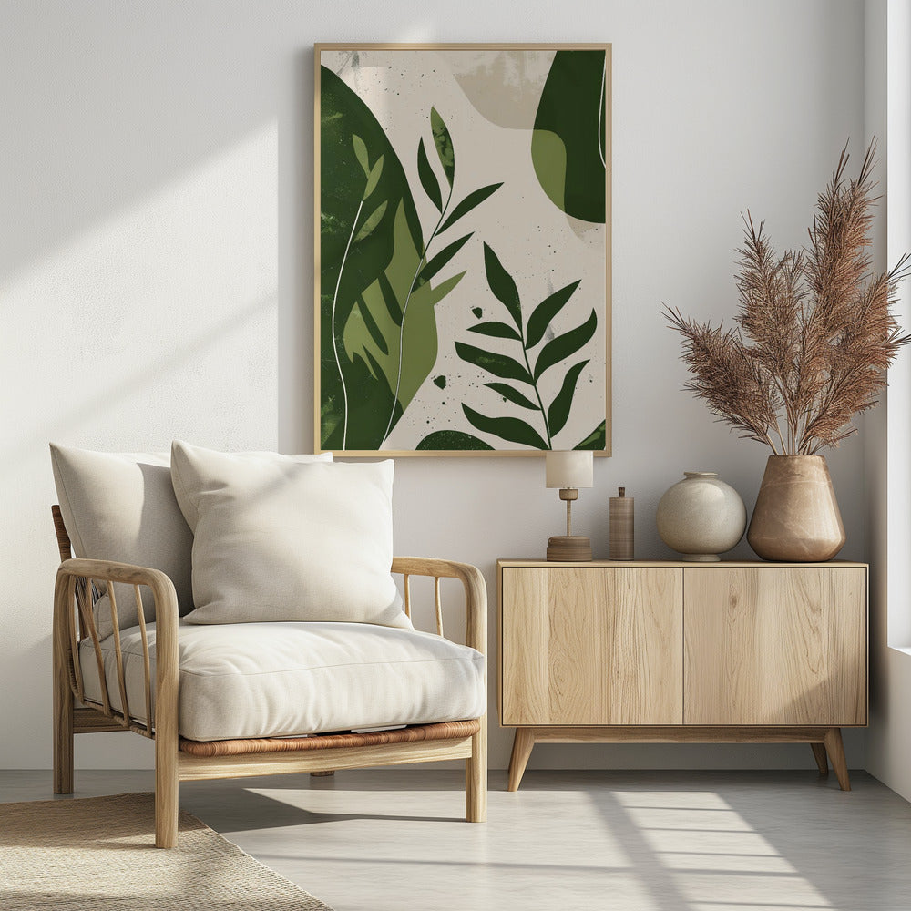 Green Abstract Leaves No 2 - Poster / Art Print - interiör