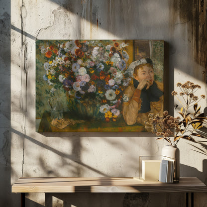 A Woman Seated Beside a Vase of Flowers - Poster / Art Print - interiör