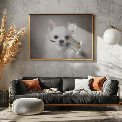 Chihuahua with flowers - Poster / Art Print - interiör