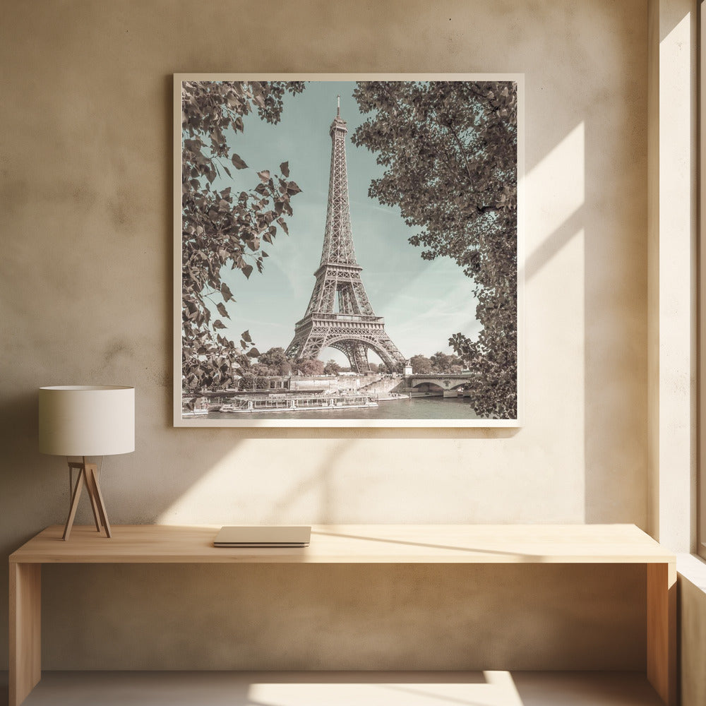 PARIS Eiffel Tower & River Seine | urban vintage style - Poster / Art Print - interiör