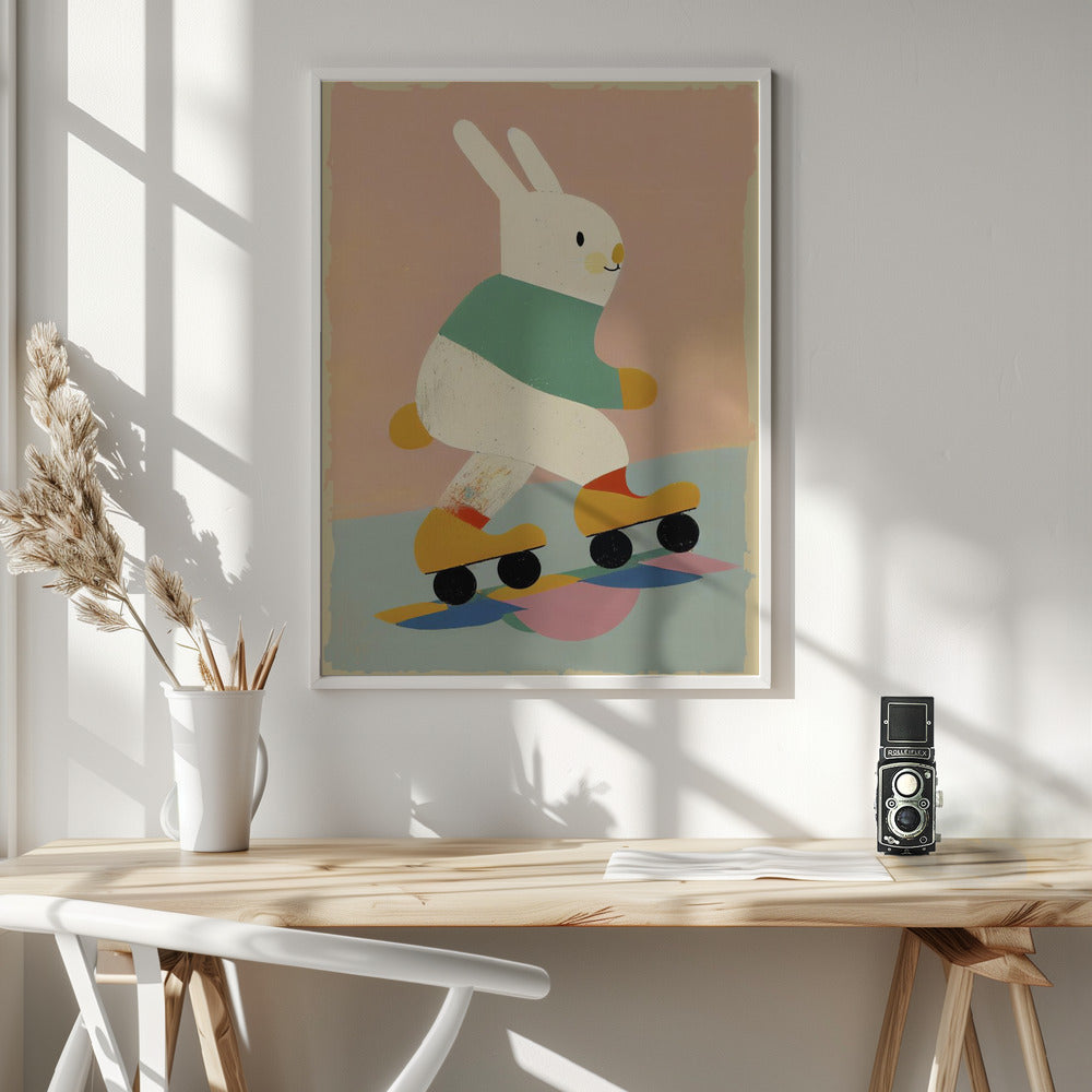 Skating Bunny - Poster / Art Print - interiör