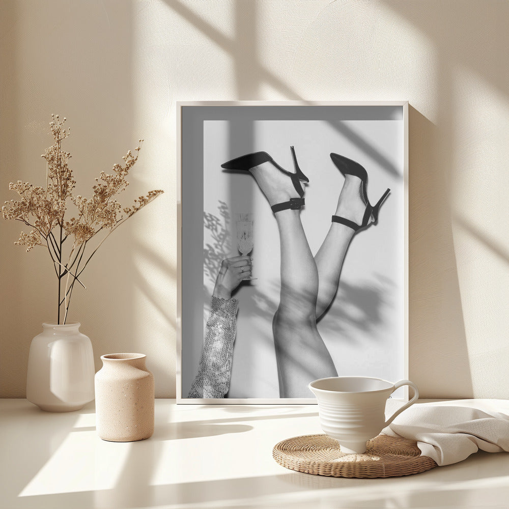 Champagne legs Black and White - Poster / Art Print - interiör