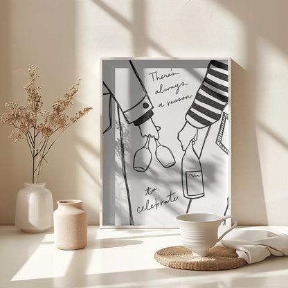 Woman holding wine bottle and wine glass - Poster / Art Print - interiör