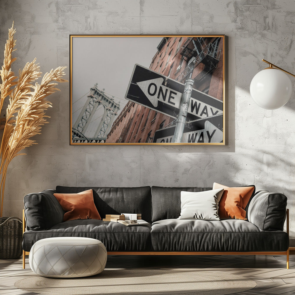 Manhattan Bridge One Way - Poster / Art Print - interiör