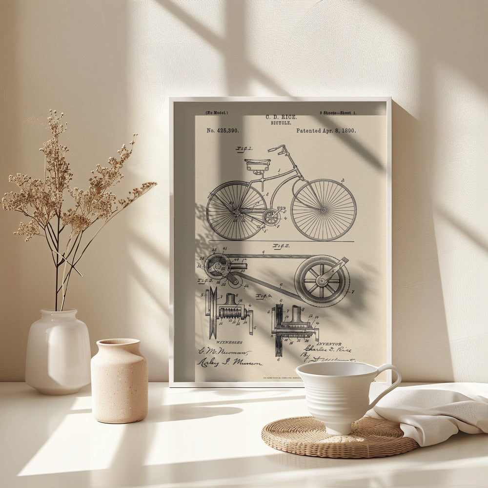 Bicycle Patent 1890 - Poster / Art Print - interiör