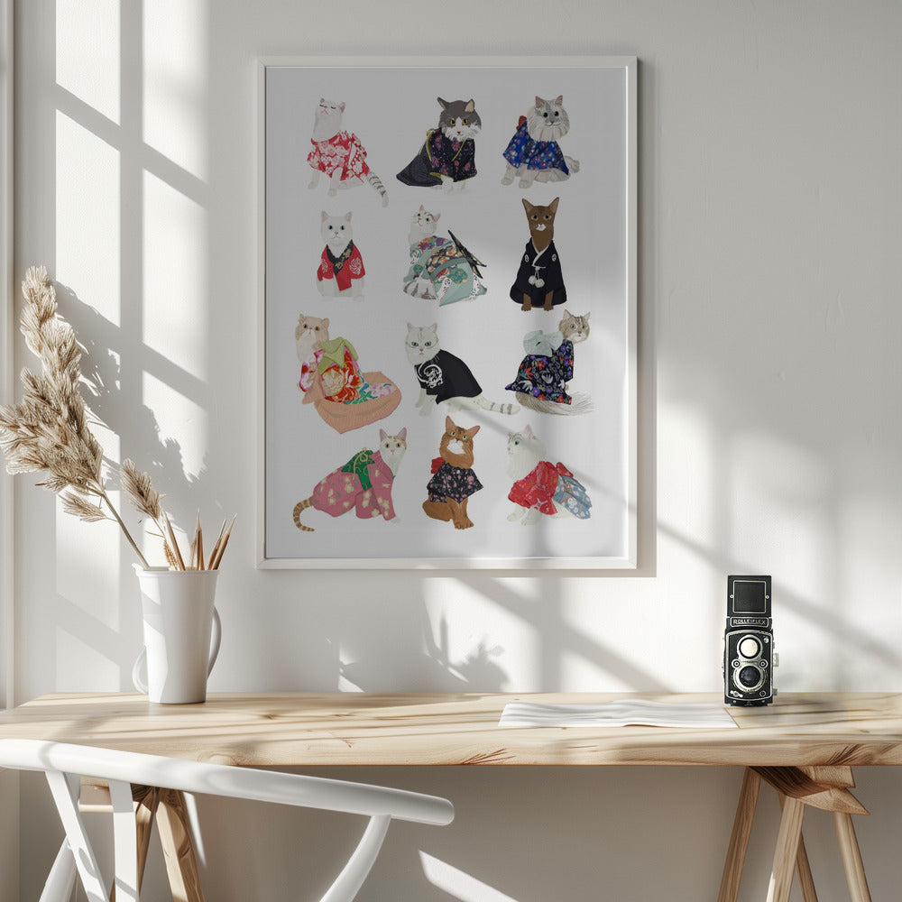 Cat In Kimono - Poster / Art Print - interiör