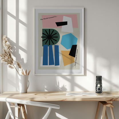 The World Around Us Grey - Poster / Art Print - interiör