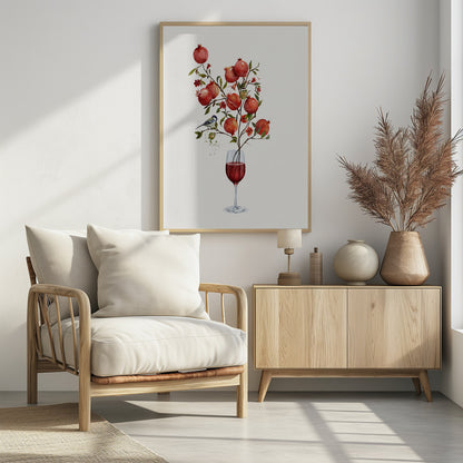 Pomegranate In a Glass of Wine - Poster / Art Print - interiör