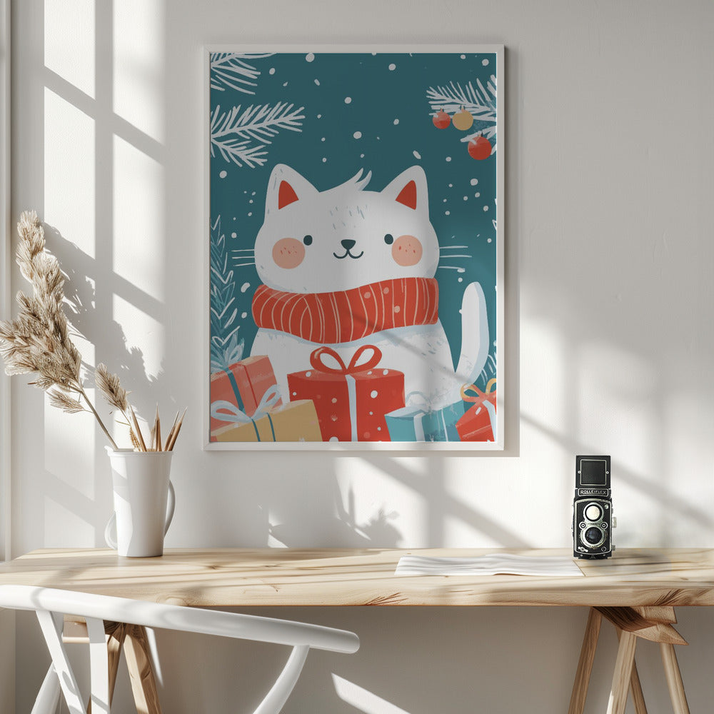 Christmas Cat - Poster / Art Print - interiör