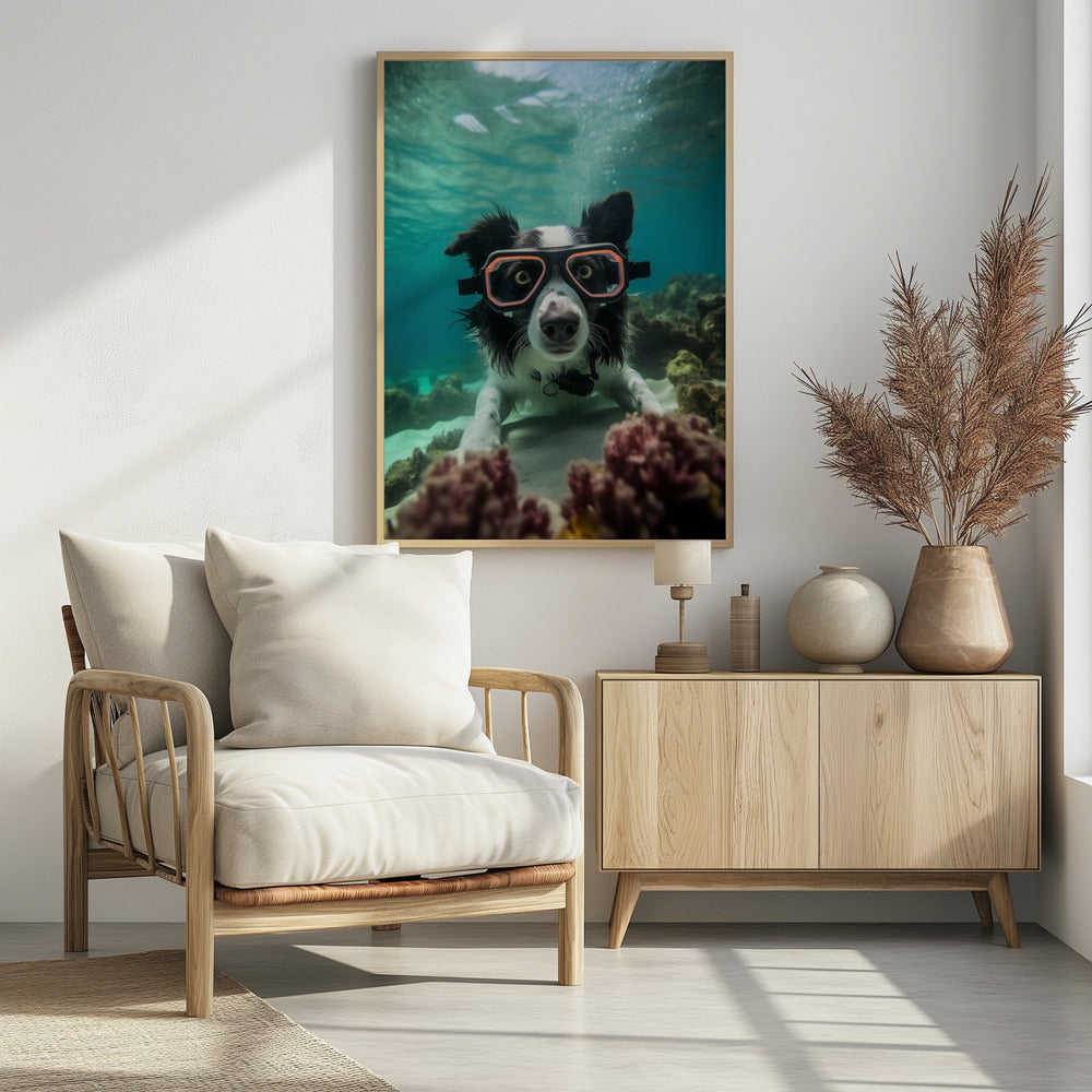 Border Collie Dive 3 - Poster / Art Print - interiör