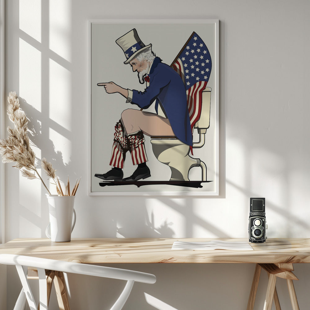 Uncle Sam On the Toilet - Poster / Art Print - interiör