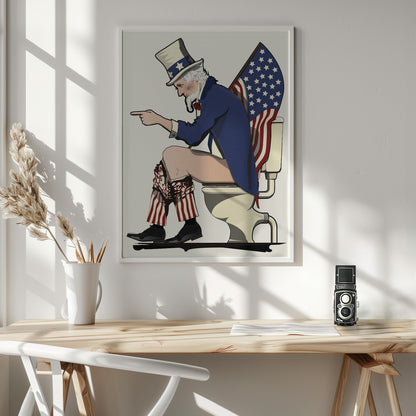 Uncle Sam On the Toilet - Poster / Art Print - interiör