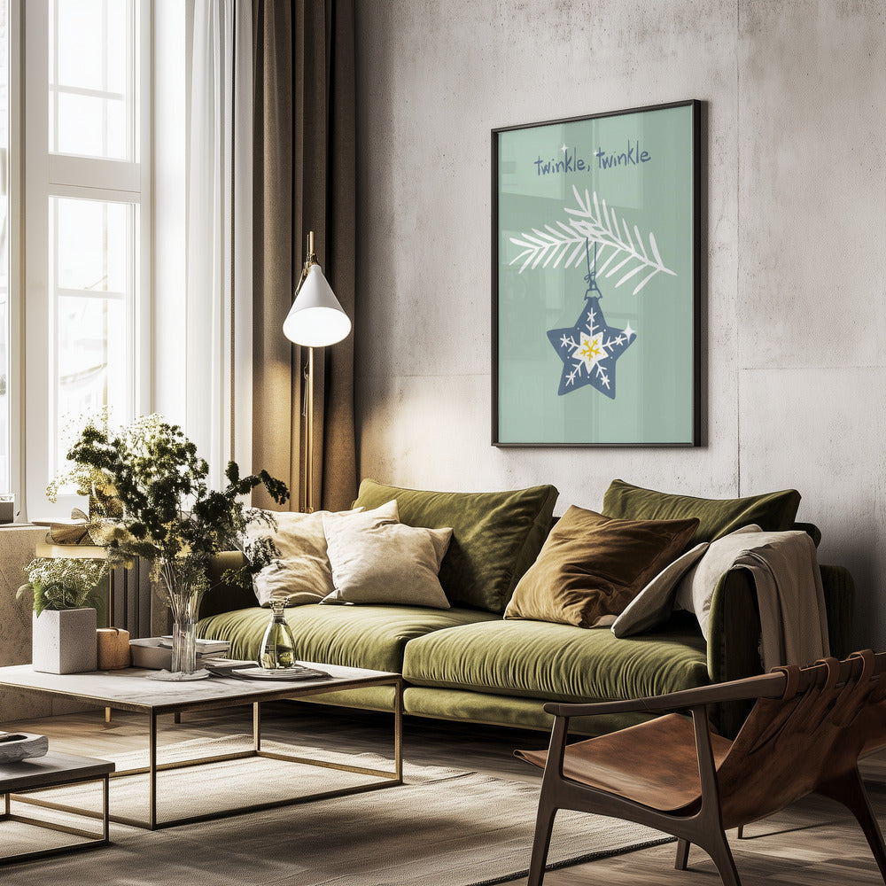 Cheerful twinkle Christmas star mint - Poster / Art Print - interiör