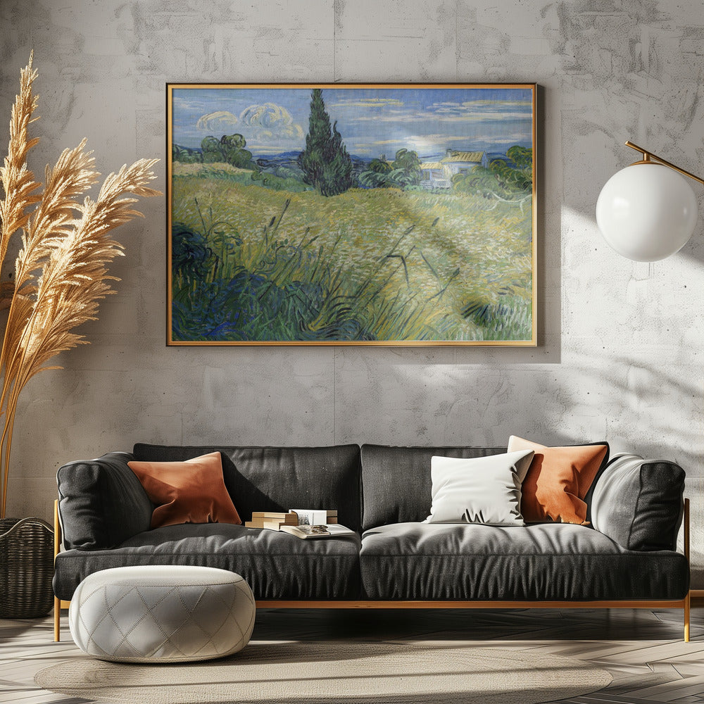 Green Wheat Field With Cypress (1889) - Poster / Art Print - interiör