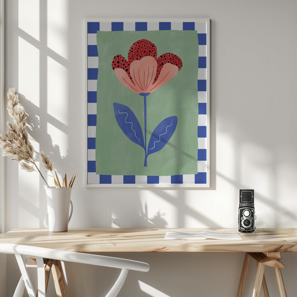 Stylized Flower With Red Petals And Black Dots - Poster / Art Print - interiör