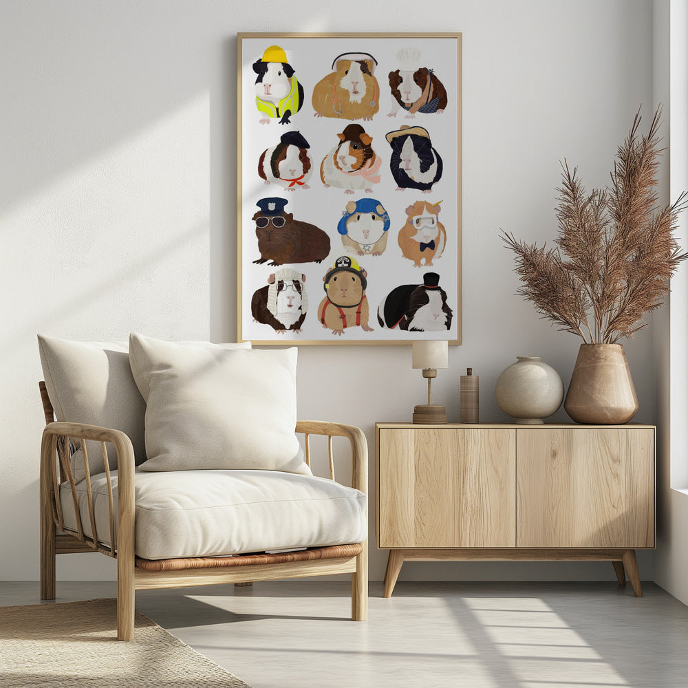 Guinea Pig Working Hr - Poster / Art Print - interiör
