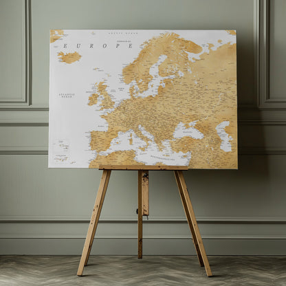 Golden detaljerad karta av Europa - Poster / Art Print - interiör