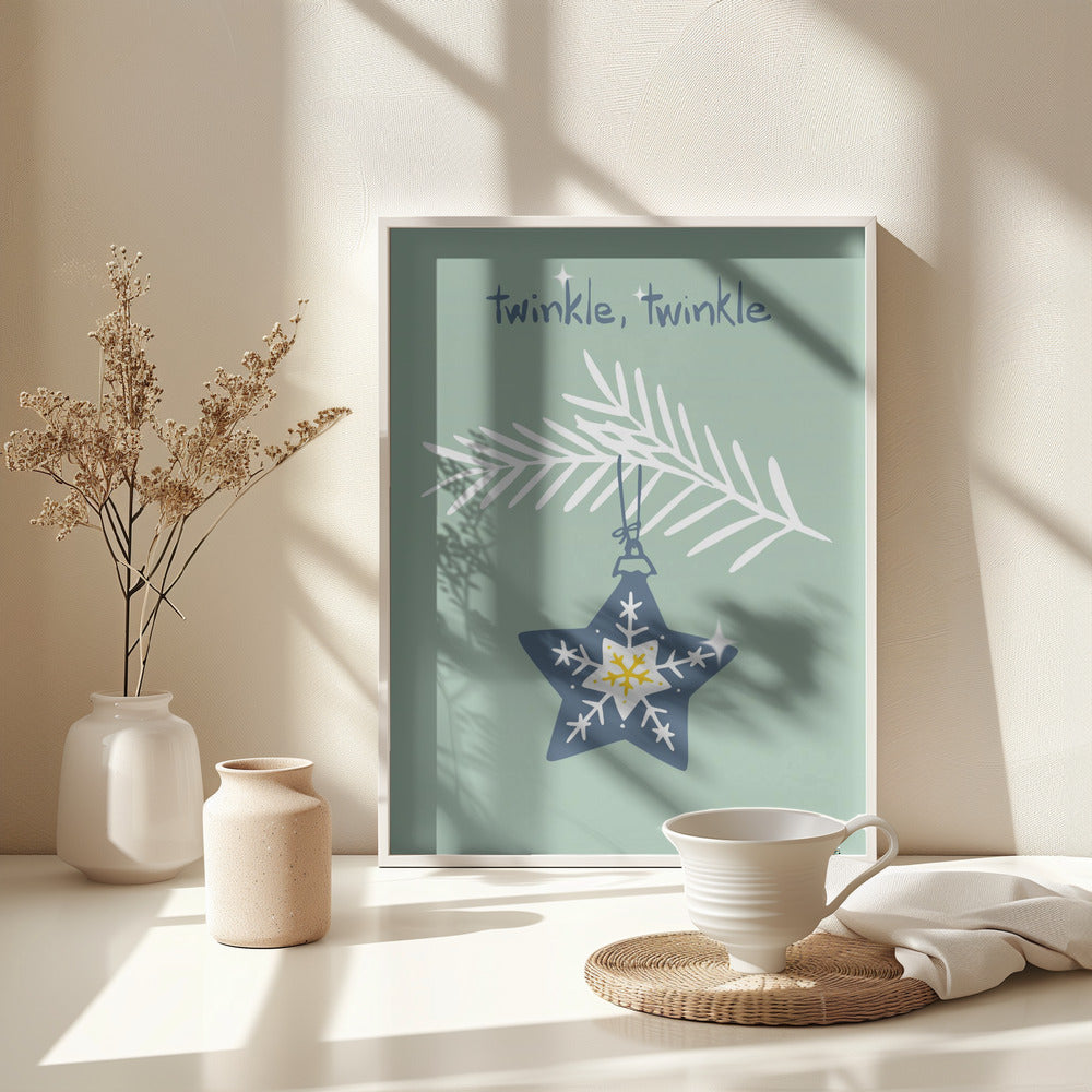 Cheerful twinkle Christmas star mint - Poster / Art Print - interiör