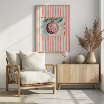 Pink Christmas Bauble - Poster / Art Print - interiör