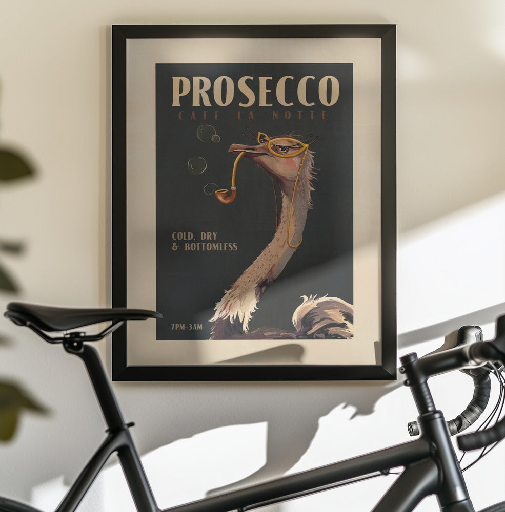 Art Deco Prosecco Wall Art Of An Ostrich - Poster / Art Print - interiör