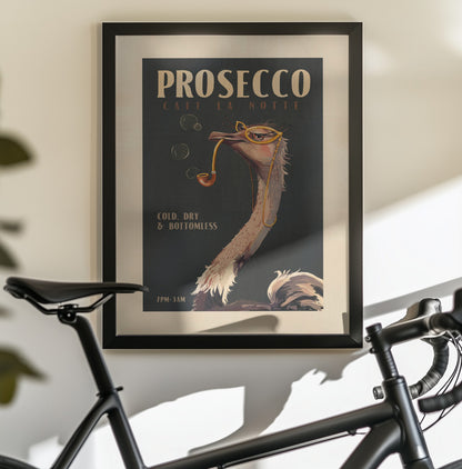 Art Deco Prosecco Wall Art Of An Ostrich - Poster / Art Print - interiör