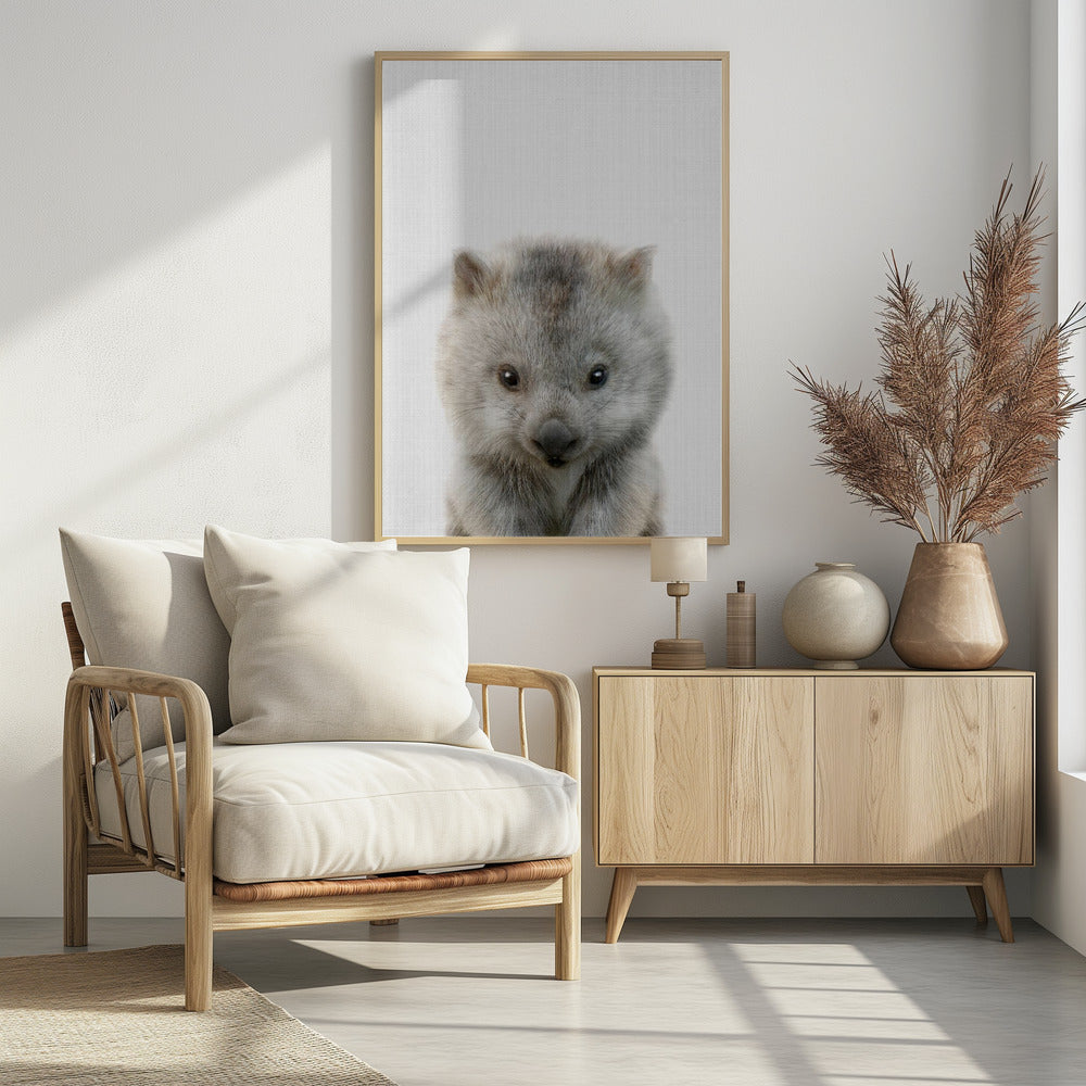 Peekaboo Baby Wombat - Poster / Art Print - interiör