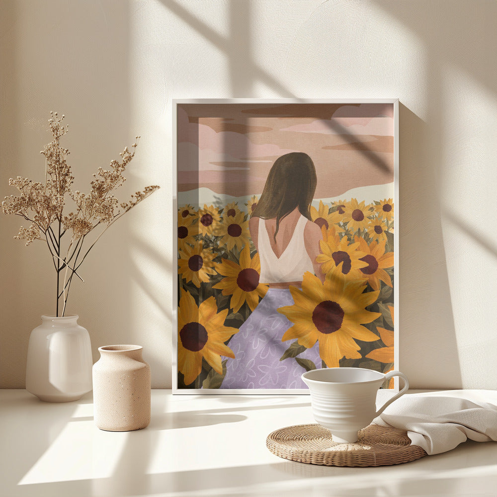 Sunflower Evenings - Poster / Art Print - interiör