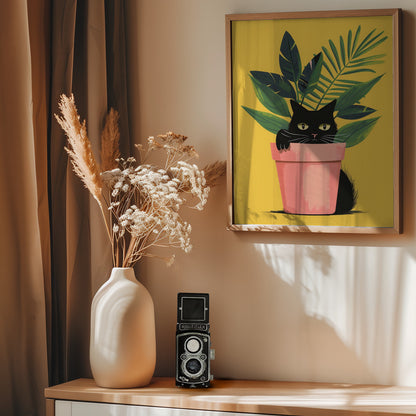 Cat In the Plant - Poster / Art Print - interiör