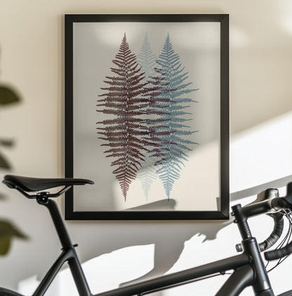 Chocolate and Teal Fern - Poster / Art Print - interiör