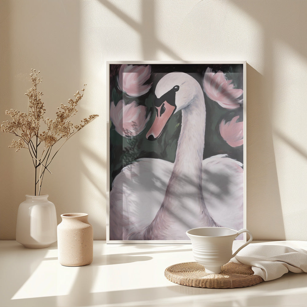 Swan In The Pond - Poster / Art Print - interiör