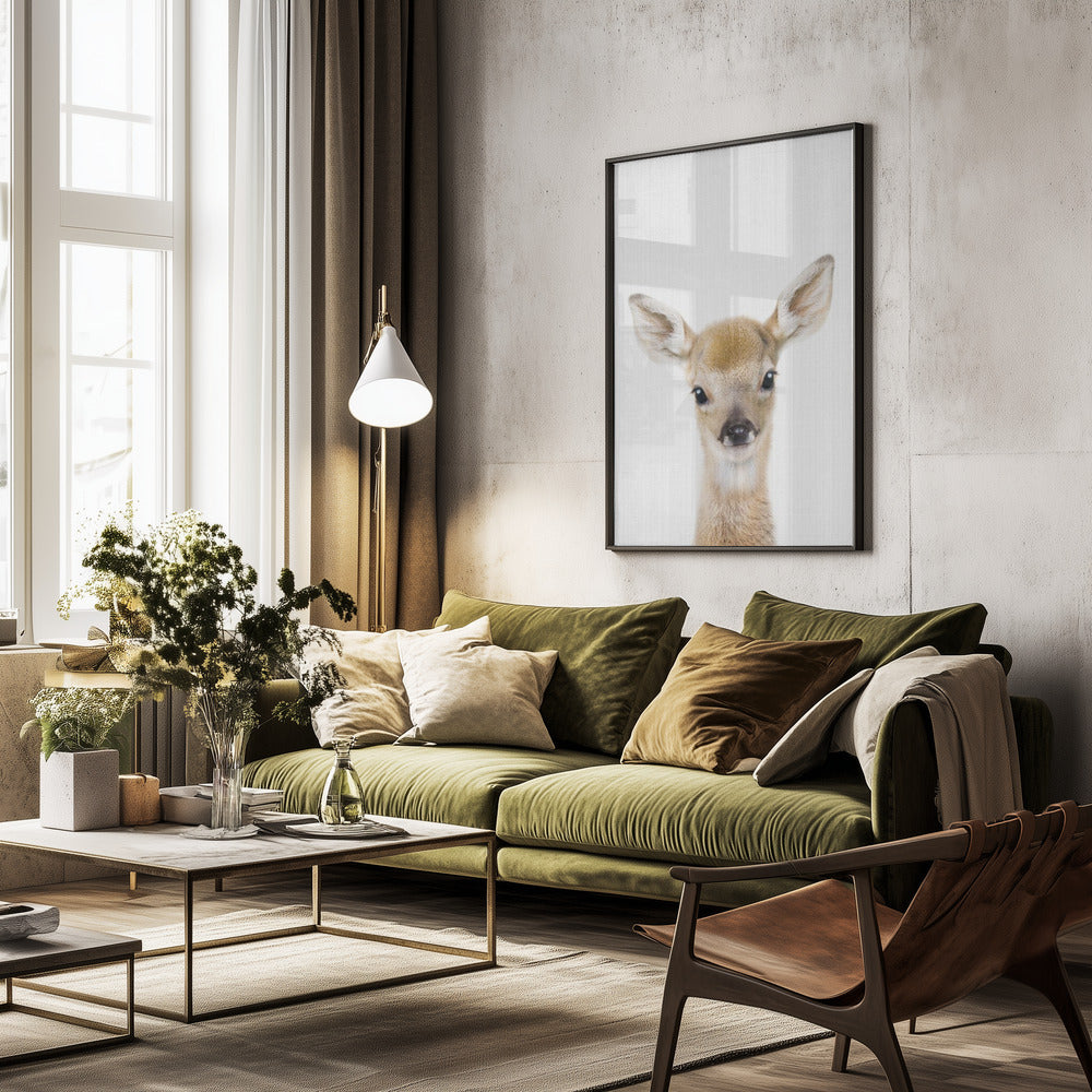 Peekaboo Baby Deer - Poster / Art Print - interiör