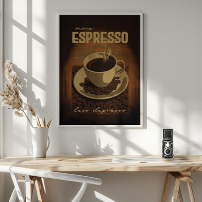 More Espresso   Less Depresso - Poster / Art Print - interiör