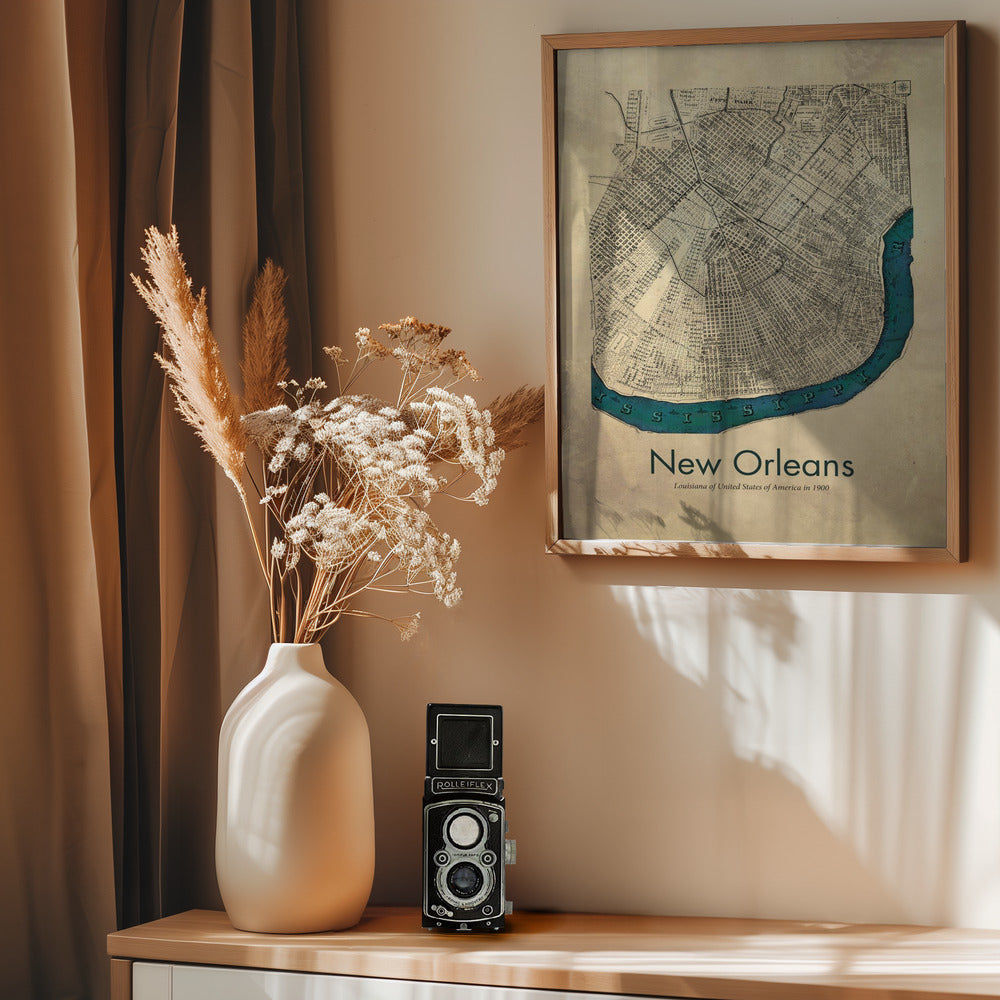 New Orleans karta - Poster / Art Print - interiör