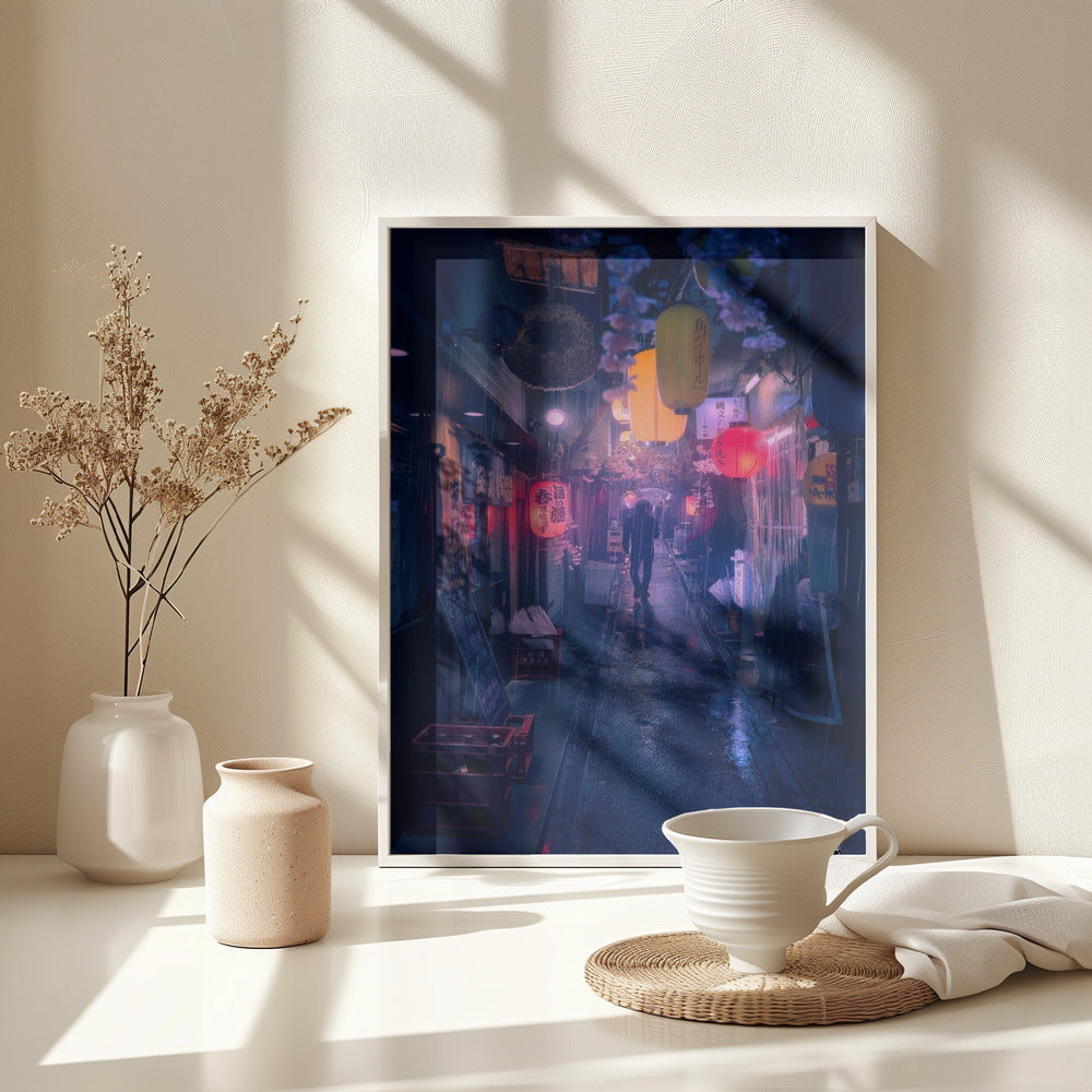 Tokyo Blue Rain - Poster / Art Print - interiör