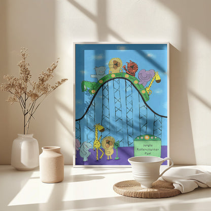Jungle Animals Whizzing Down the Rollercoaster by Carla Daly - Poster / Art Print - interiör