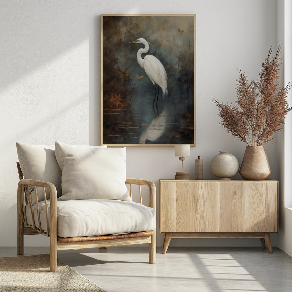 White Egret - Poster / Art Print - interiör