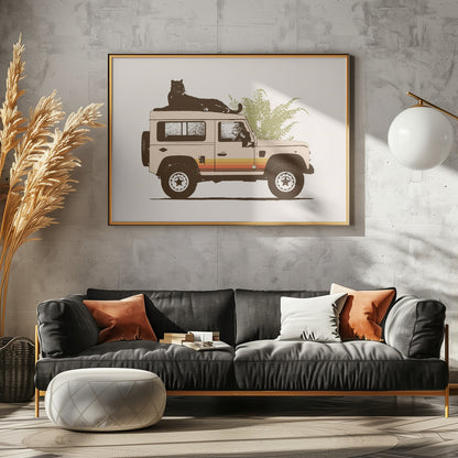 Black Panther On Car - Poster / Art Print - interiör