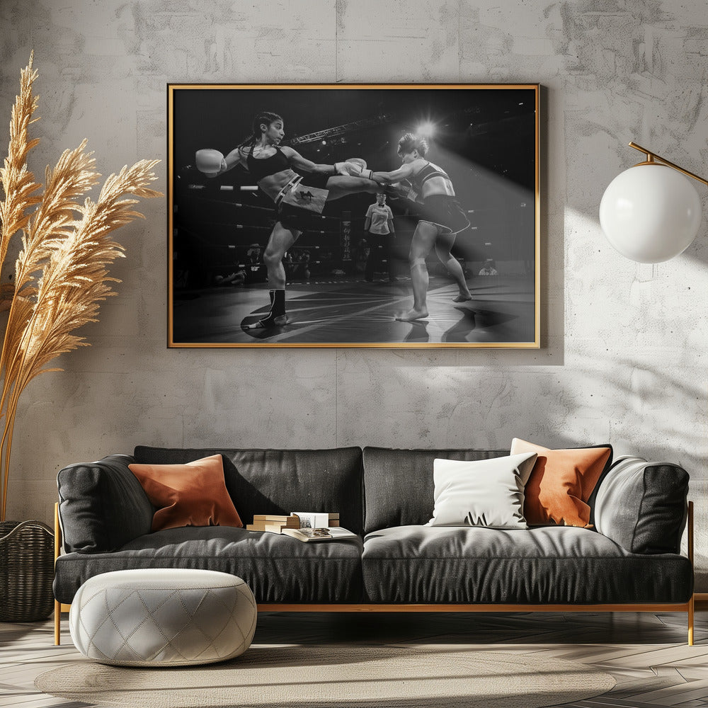 Kickboxing fighting - Poster / Art Print - interiör
